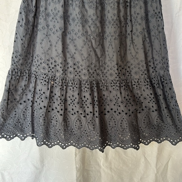 LOFT blue eyelet tiered lined swing dress. Size Medium. - Picture 5 of 10